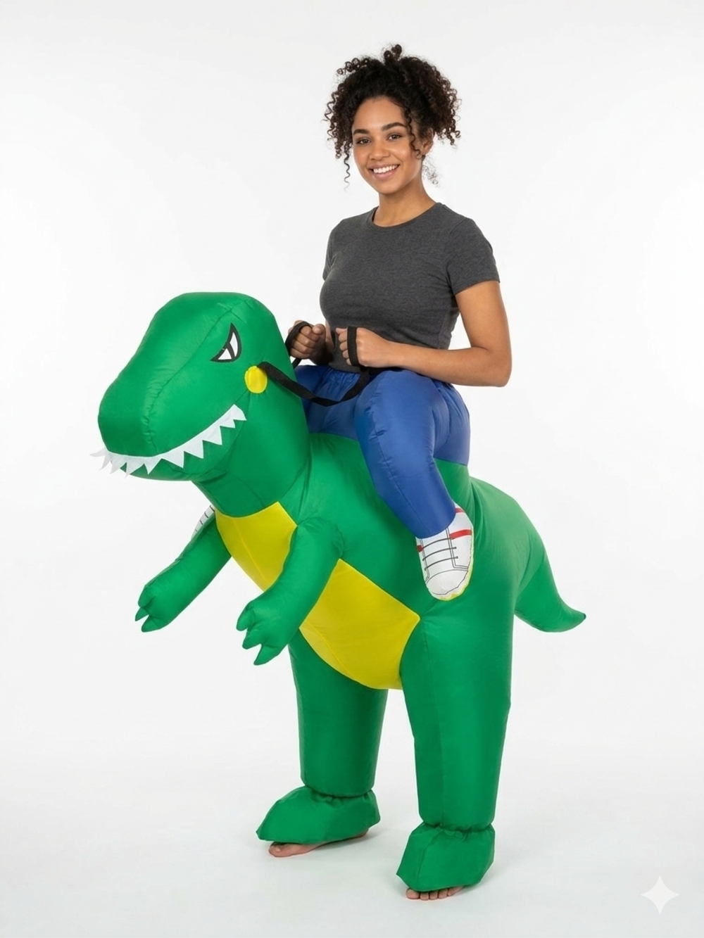 Inflatable Green T-Rex Rider Adult Halloween Costume - One Size